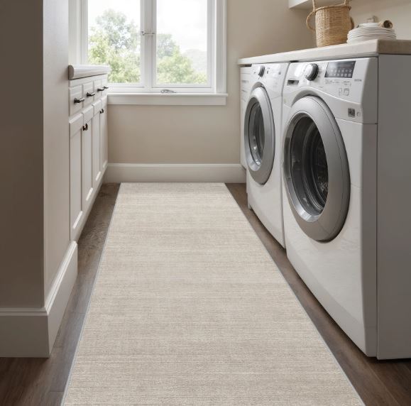 2' x 12' (Beige) Vintage Striped Non Slip Washable Area Rug