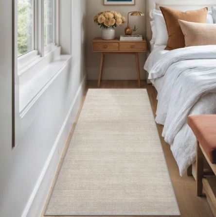 2' x 12' (Beige) Vintage Striped Non Slip Washable Area Rug