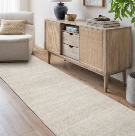 2' x 12' (Beige) Vintage Striped Non Slip Washable Area Rug
