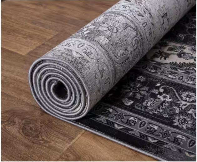 Angora Anthracite 8 ft. x 10 ft. Medallion Area Rug