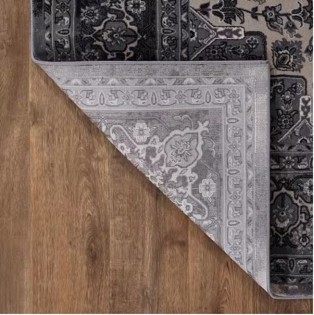 Angora Anthracite 8 ft. x 10 ft. Medallion Area Rug