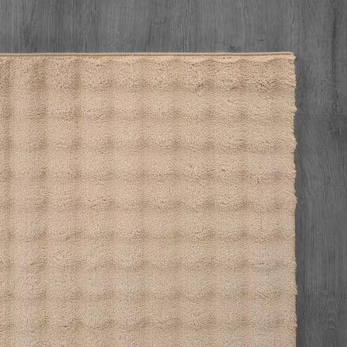 Aurora 8 ft. x 10 ft. Beige Non-Slip Rubber Back Washable Polyester Checker Indoor Area Rug