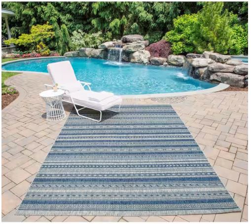 Tuscany Blue 7 ft. 10 in. x 10 ft. 10 in. Indoor/Outdoor Area Rug