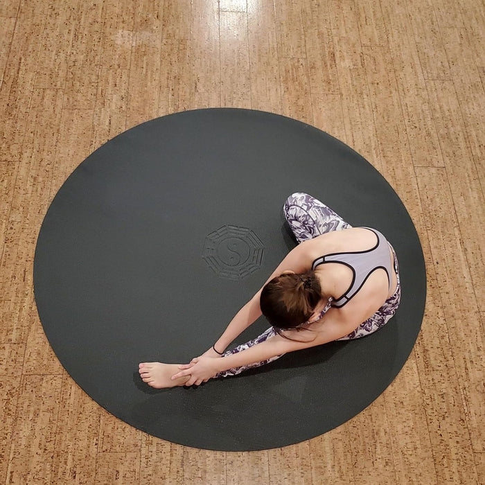 SISYAMA Circle Round 5' 6' TAI-CHI YIN-YANG Color:Black Yoga Mat Meditation Pilates