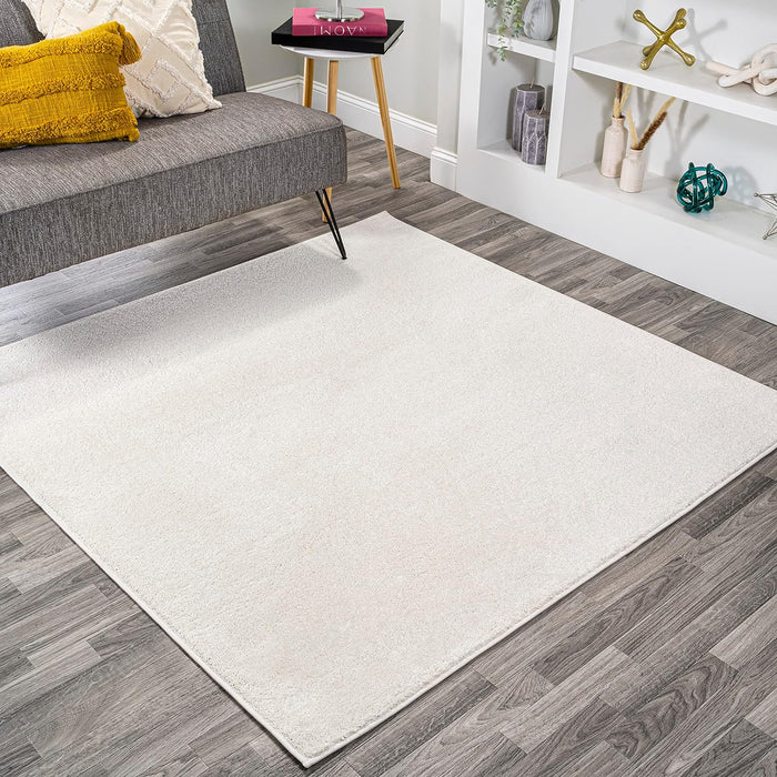 JONATHAN Y SEU100T-5SQ Haze Solid Low-Pile Indoor Area-Rug, Coastal, Bohemian, Minimalist Easy-Washing,Bedroom,Kitchen,Living Room,Non Shedding, Cream, 5' Square