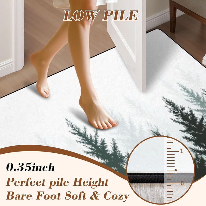 5x8 Forest Nature Landscape Evergreen coniferous Trees Pine Spruce Non-Slip Carpets for Dining Room Soft Rubber Backed Large Area Rug for Bedroom Office