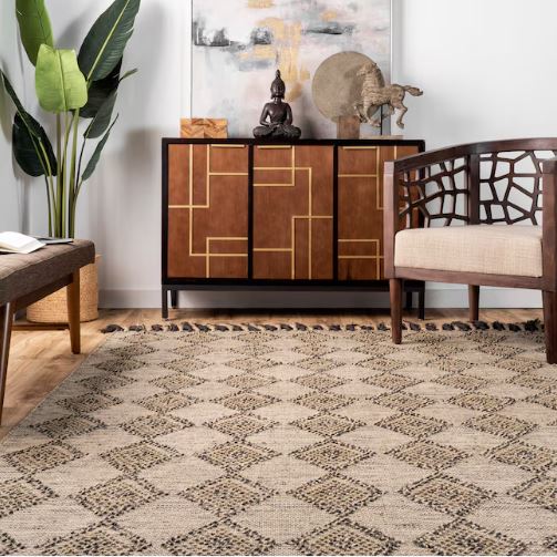 Britta 5 x 8 (ft) Tufted Jute Beige Rectangular Indoor Geometric Area Rug