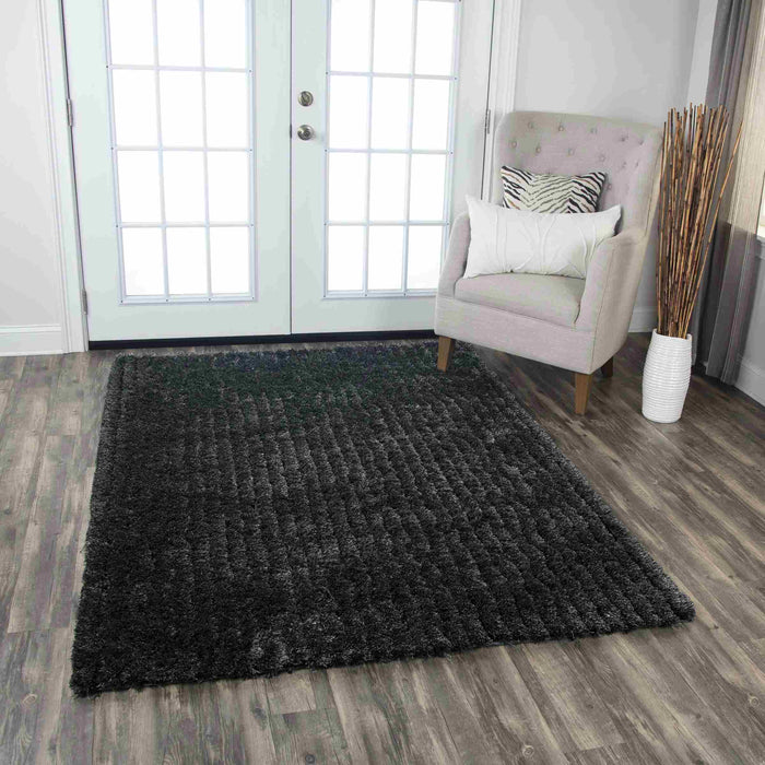 5' x 7' Black Hand Made Hand Tufted Area Rug