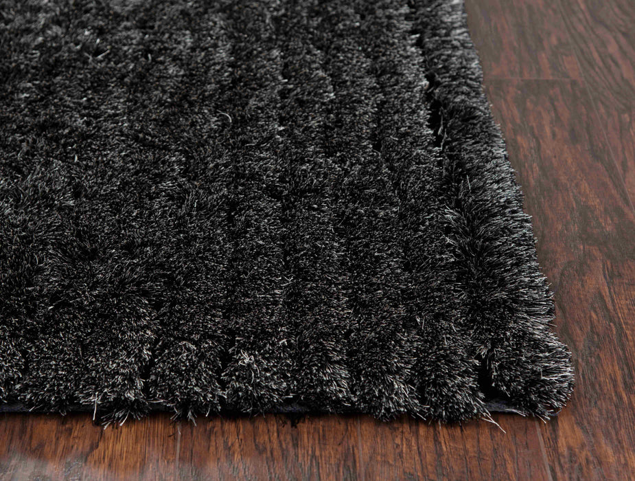 5' x 7' Black Hand Made Hand Tufted Area Rug