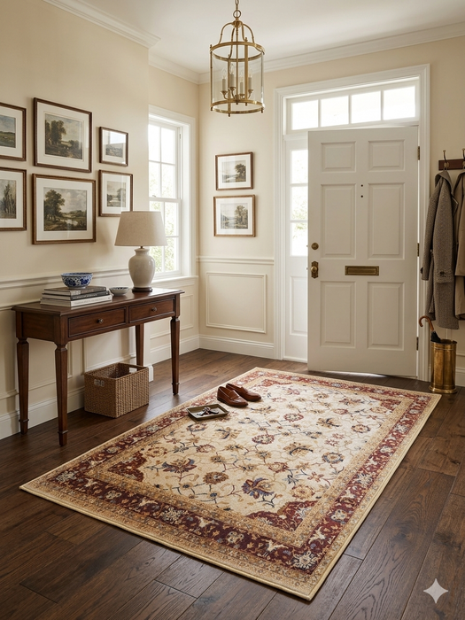 3' x 5' Rectangular Ivory Red Floral Border Traditional Area Rug