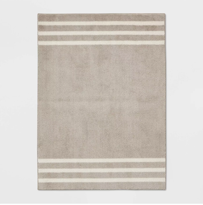 4'x5'6" Gray Border Striped Rug - Pillowfort™