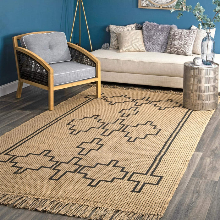 5' x 8', Natural Geometric Hand Woven Jute Area Rug By nuLOOM