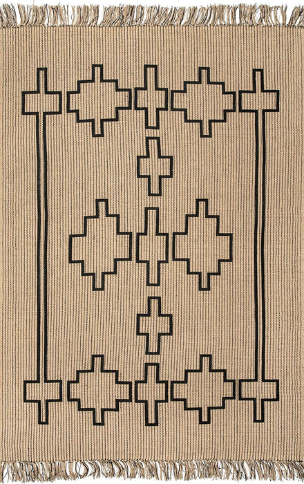 nuLOOM Kamilah Geometric Hand Woven Jute Area Rug, 5' x 8', Natural