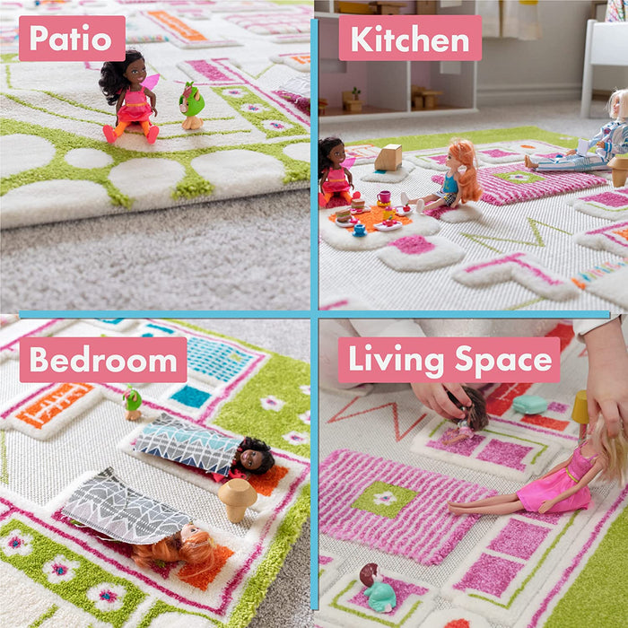 Size 3"ft x 5"ft IVI Playhouse Green 3D Play Mat, Non-Toxic, Stain Resistant, Educational Montessori Activity Toys for Kids, Medium