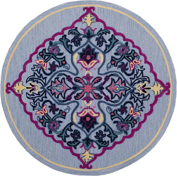 SAFAVIEH Bellagio Collection 5' Round Blue/Multi BLG605G Handmade Medallion Premium Wool Area Rug