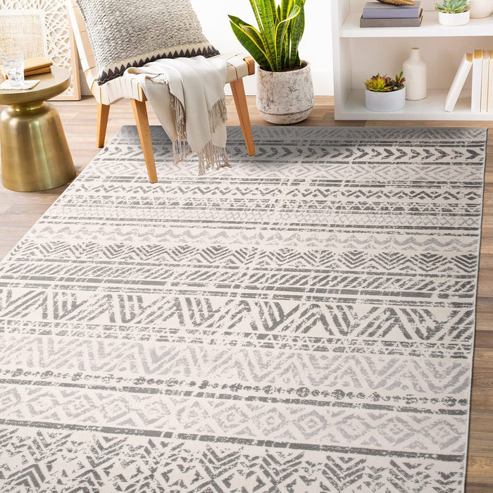 Size:: 5' x 7' Color: Grey Rugshop Geometric Boho Perfect for high Traffic Areas of Your Living Room,Bedroom,Home Office,Kitchen Easy Cleaning Area Rug 5' x 7' Gray
