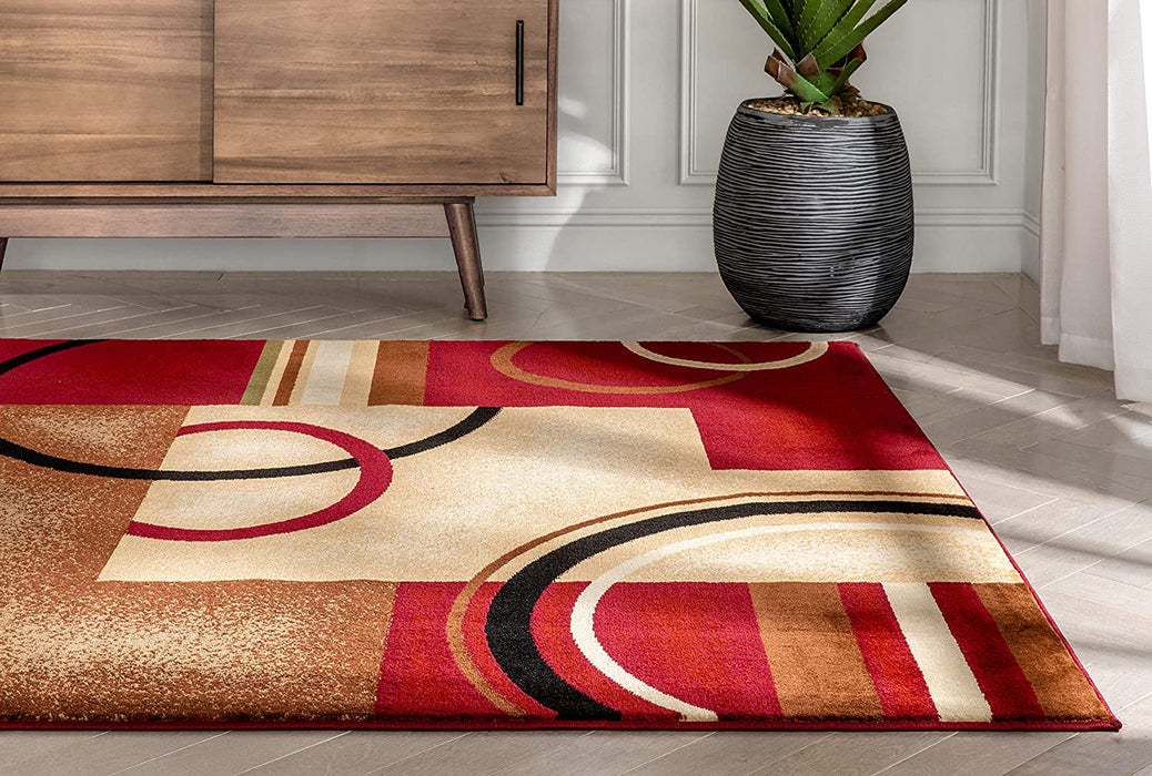Well Woven Barclay Arcs & Shapes Red Modern Geometric Area Rug 3'11'' X 5'3''