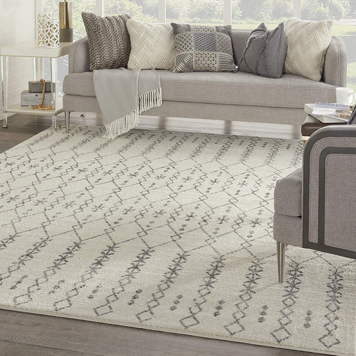 Nourison Passion Bohemian Ivory/Grey 8' x 10' Area -Rug, Easy -Cleaning, Non Shedding, Area Rug