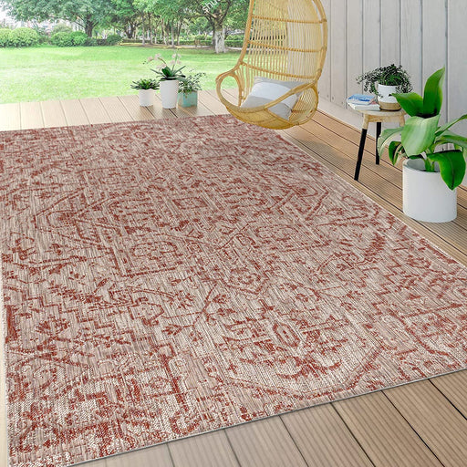 JONATHAN Y Estrella Bohemian Medallion Textured Weave Indoor/Outdoor Red/Taupe 8 ft. x 10 ft. Area-Rug, Coastal, Easy-Cleaning, HighTraffic ,LivingRoom, Backyard, Non Shedding