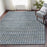 5' x 7'9" LR Home Blessy Cecille Bleach/Blue Modern Grid Jute Blend Area Rug
