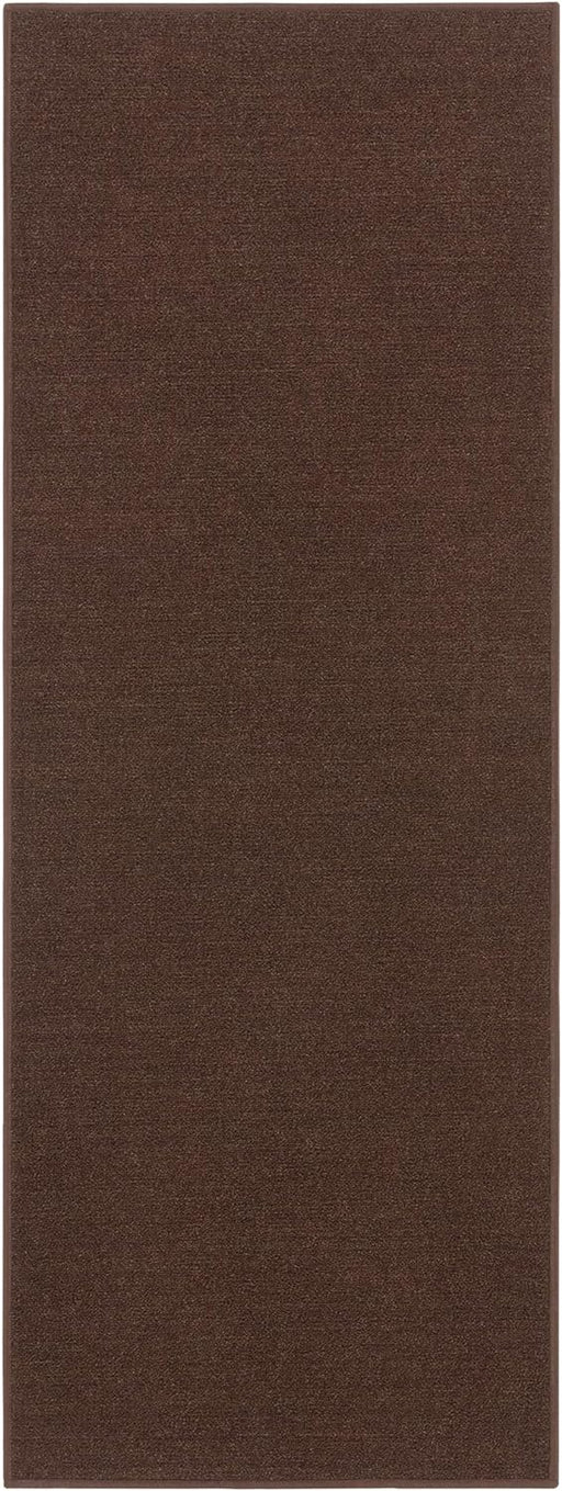 Machine Washable Modern Solid Design Non-Slip Rubberback 2x6 Traditional Runner Rug for Hallway, Kitchen, Bedroom, Living Room, 2'2" x 6', Brown
