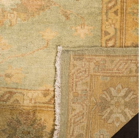 SAFAVIEH Oushak Collection Area Rug - 6' x 9', Light Blue & Gold, Hand-Knotted Traditional Oriental Wool, Ideal for High Traffic Areas in Living Room, Bedroom