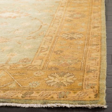 SAFAVIEH Oushak Collection Area Rug - 6' x 9', Light Blue & Gold, Hand-Knotted Traditional Oriental Wool, Ideal for High Traffic Areas in Living Room, Bedroom