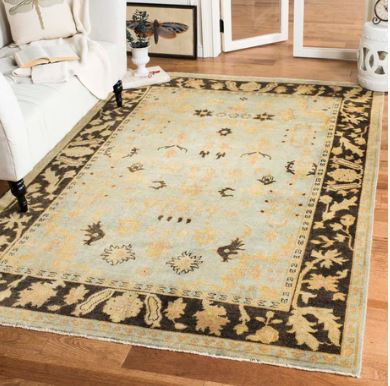Size 6' x 9' Safavieh Oushak Rug Collection - Light Blue / Brown