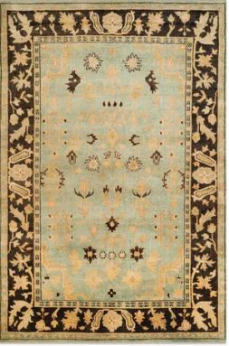 Size 6' x 9' Safavieh Oushak Rug Collection - Light Blue / Brown