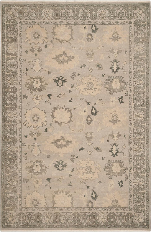 Safavieh Oushak Collection Area Rug - 6' x 9', Silver & Grey, Hand-Knotted Traditional Oriental Wool, Ideal for High Traffic Areas in Living Room, Bedroom