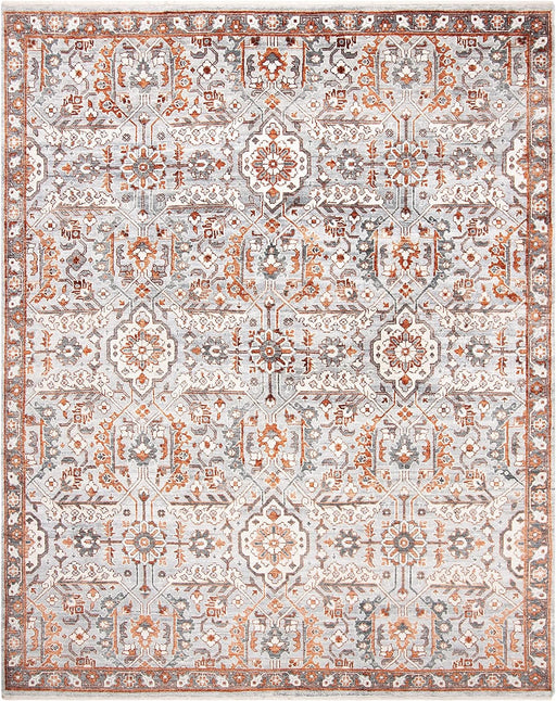 SAFAVIEH Haj Jalili Collection Area Rug - 6' x 9', Grey & Rust, Hand-Knotted Traditional Oriental Wool & Viscose, Ideal for High Traffic Areas in Living Room, Bedroom (HJ1276F)