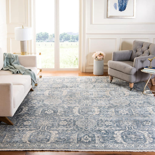 SAFAVIEH Haj Jalili Collection Area Rug - 6' x 9', Light Blue, Hand-Knotted Traditional Oriental Wool & Viscose, Ideal for High Traffic Areas in Living Room, Bedroom