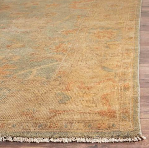 SAFAVIEH Oushak Collection Area Rug - 6' x 9', Dark Green & Brown, Hand-Knotted Traditional Oriental Wool