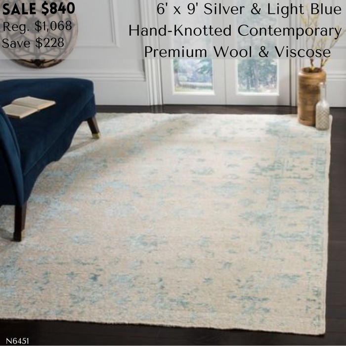 Centennial Collection 6' x 9' Silver / Light Blue Design