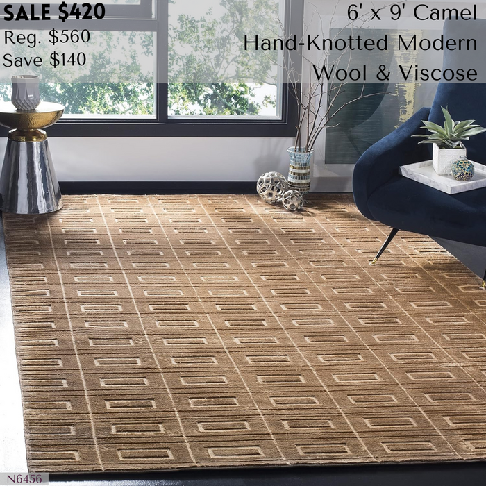 6' x 9', Camel Handmade Modern Viscose SAFAVIEH Area Rug