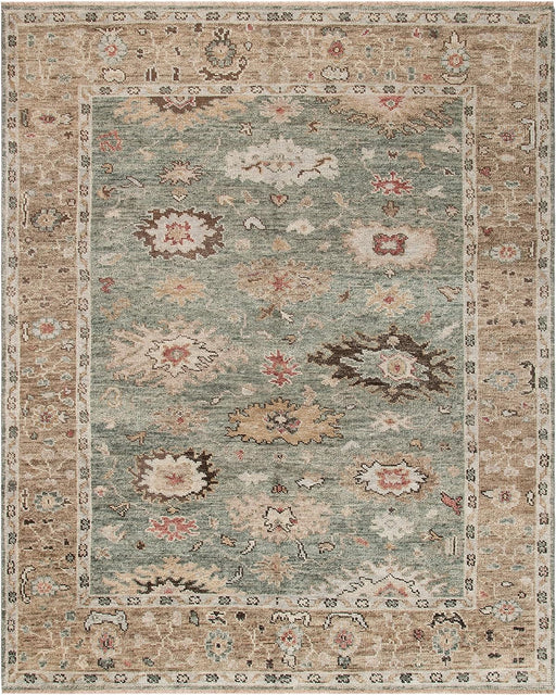 SAFAVIEH Antiquity Lagrange Floral Bordered Wool Runner Rug, Teal  Blue/Taupe, 2'3 x 6' 