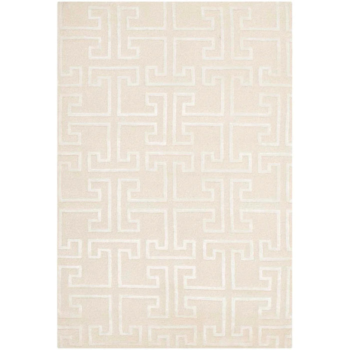 Safavieh Tibetan Collection Area Rug - 6' x 9', Ivory & White, Hand-Knotted Viscose, Ideal for High Traffic Areas in Living Room, Bedroom