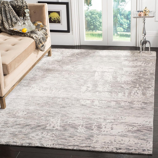 Safavieh Tibetan Collection Area Rug - 6' x 9', Silver, Hand-Knotted Modern Abstract Bamboo Silk, Non-Shedding & Easy Care, Ideal for High Traffic Areas in Living Room, Bedroom (TB715S)