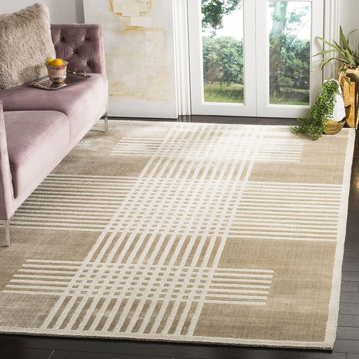 SAFAVIEH Mirage Collection Area Rug - 6' x 9', Beige, Handmade Modern Viscose, Ideal for High Traffic Areas in Living Room, Bedroom