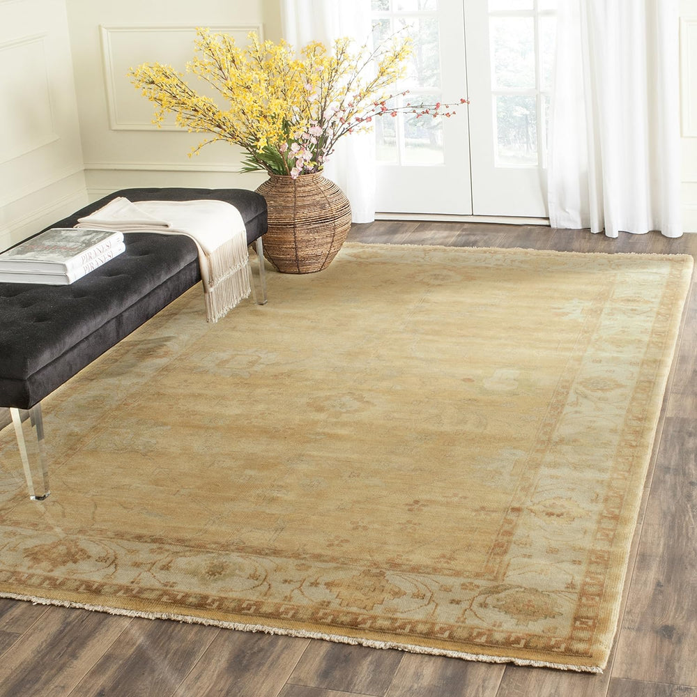 SAFAVIEH Oushak Collection Area Rug - 6' x 9', Gold & Ivory, Hand-Knotted Traditional Oriental Wool, Ideal for High Traffic Areas in Living Room, Bedroom