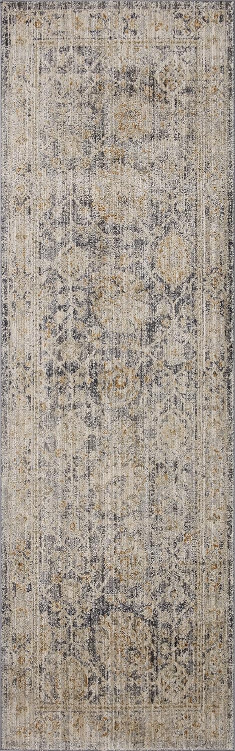 Loloi Jean Stoffer x Loloi Katherine Collection KES-02 Charcoal/Gold 2'-7" x 12'-0" Runner Rug