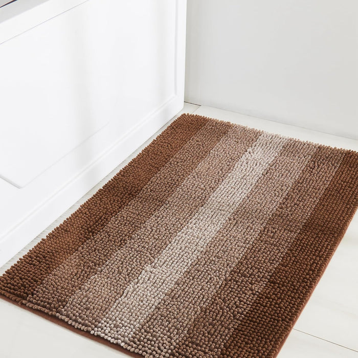 COSY HOMEER Bath Rugs Made of 100% Polyester Extra Soft and Non Slip Bathroom Mats Specialized in Machine Washable and Water Absorbent Shower Mat (44x26 Inch, Brown)