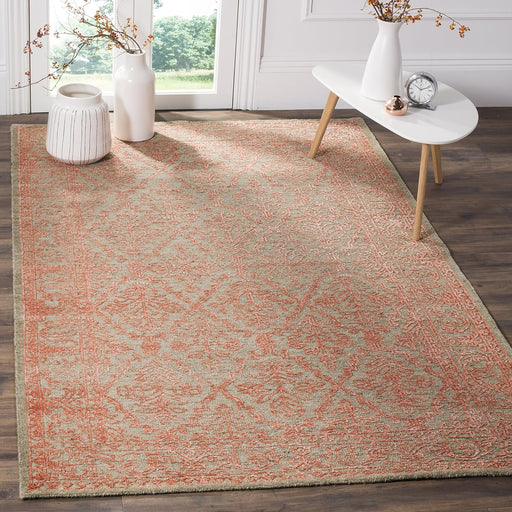 SAFAVIEH Chester Collection Area Rug - 6' x 9', Dark Beige & Coral, Hand-Knotted Traditional Oriental Wool & Bamboo Silk, Ideal for High Traffic Areas in Living Room, Bedroom