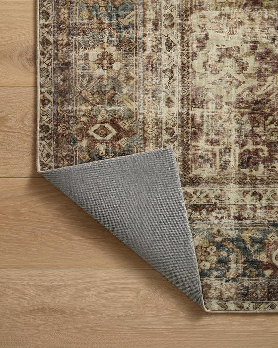 Magnolia Home by Joanna Gaines x Loloi Sinclair SIN-01 Collection Machine Washable Rust / Lagoon 2'-0" x 5'-0" Accent Rug