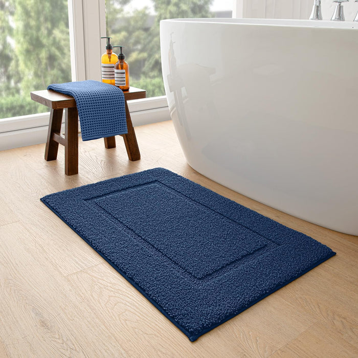 DEXI Bathroom Rug Mat, Ultra Absorbent Soft Bath Rug, Washable Non-Slip Bath Mat for Bathroom Floor, Tub, Shower Room, 24"x16", Navy