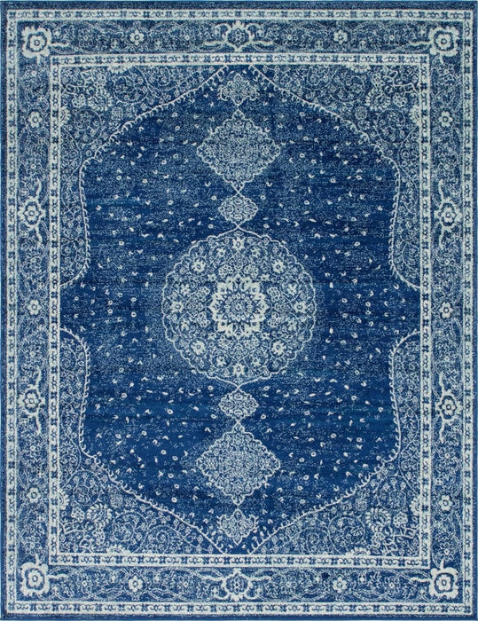 8' x 10' Midnight Navy Blue/ Ivory Area Rug By Unique Loom