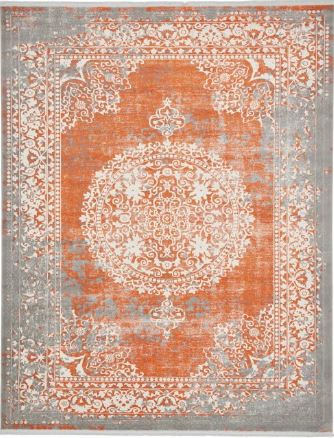 Unique Loom Olwen New Classical Rug Terracotta/Gray 8' x 10' Rectangle Border Farmhouse Perfect For Living Room Bed Room Dining Room Office