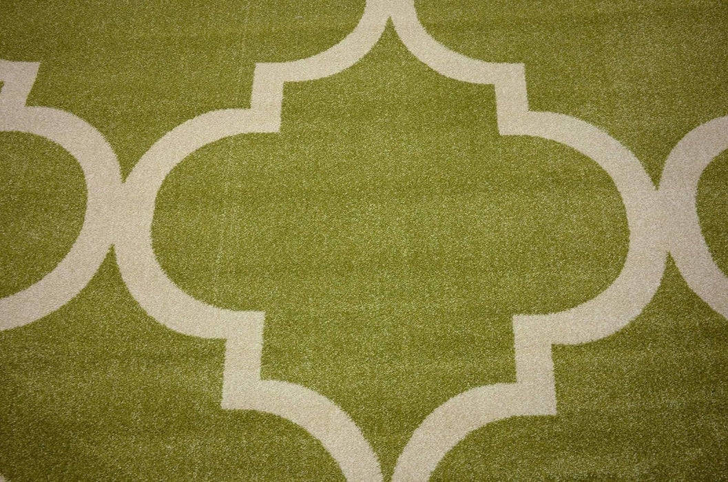 8' 0 x 8' 0 Round Rug Lattice Green Trellis Moroccan By Unique Loom