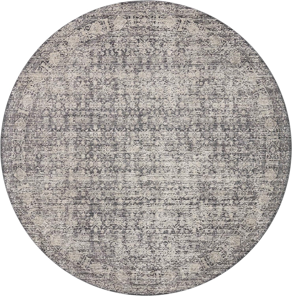 7'-10" x 7'-10" Color Charcoal/Dove Thick Round Area Rug By Loloi Amber Lewis