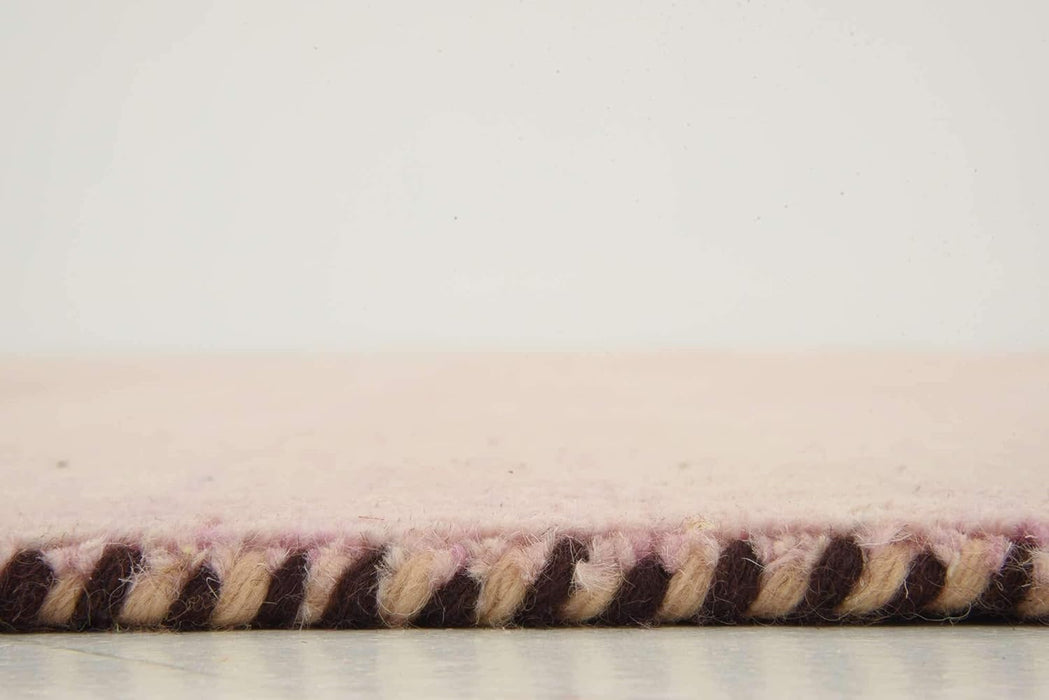 Unique Loom Solid Gava Collection 100% Natural Twisted Wool Modern Pink Area Rug (8' x 12')